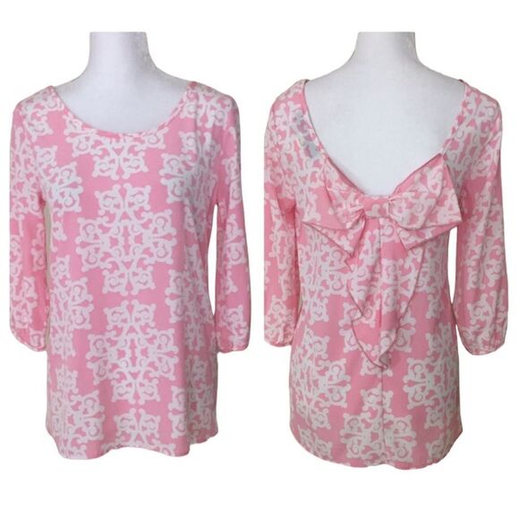 Francesca’s Pink Bow Top Small - Picture 1 of 8